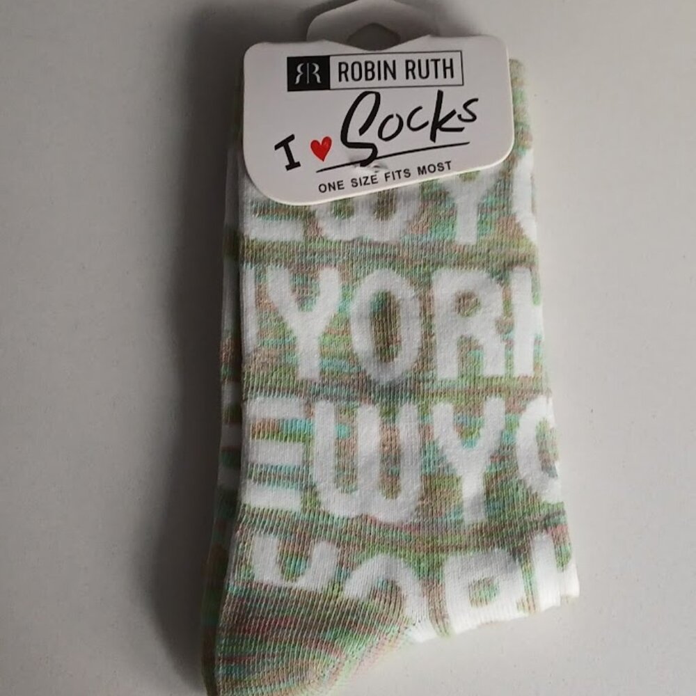 Robin Ruth "I Love Socks" - Green New York Socks - one size